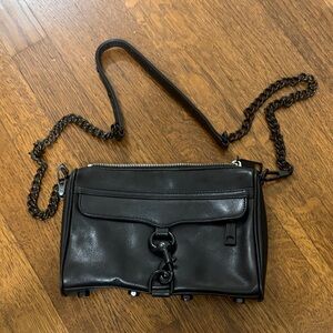 Rebecca Minkoff Black Leather Crossbody Bag with Chain Strap